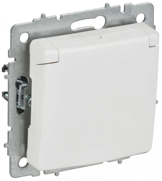Розетка BRITE РСбш10-3-БрАБ 16А IP20 с заземл. защ. шторки с крышкой механизм арктич. бел. IEK BR-R16-16-K91 ТехноИмпульс