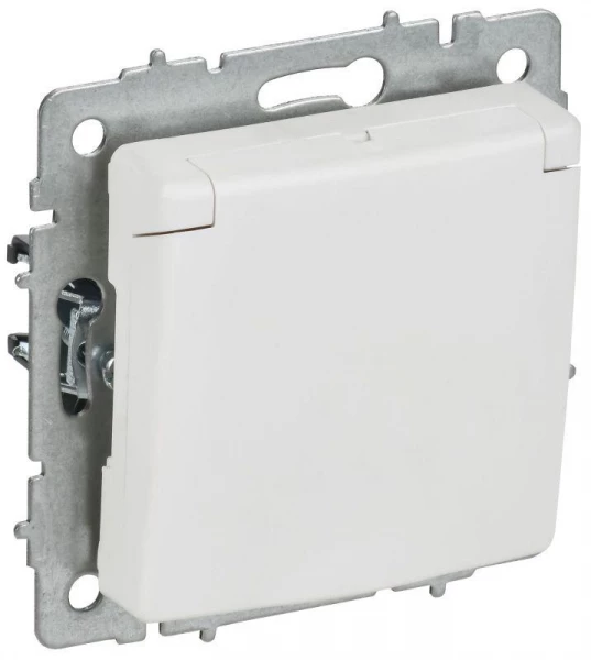 Розетка BRITE РСбш10-3-БрАБ 16А IP20 с заземл. защ. шторки с крышкой механизм арктич. бел. IEK BR-R16-16-K91 ТехноИмпульс