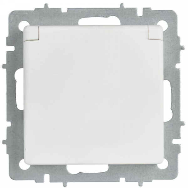 Розетка BRITE РСбш10-3-БрАБ 16А IP20 с заземл. защ. шторки с крышкой механизм арктич. бел. IEK BR-R16-16-K91 ТехноИмпульс