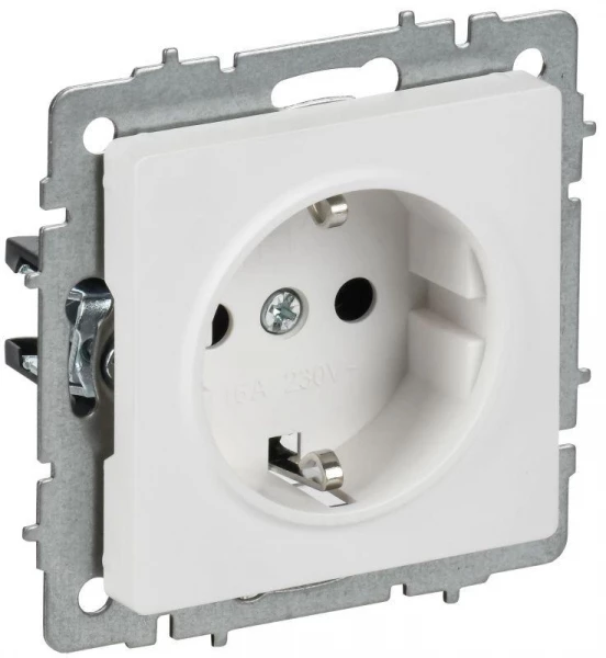 Розетка BRITE РС11-1-0-БрАБ 16А с заземл. без защ. шторок механизм арктич. бел. IEK BR-R11-16-K91 ТехноИмпульс
