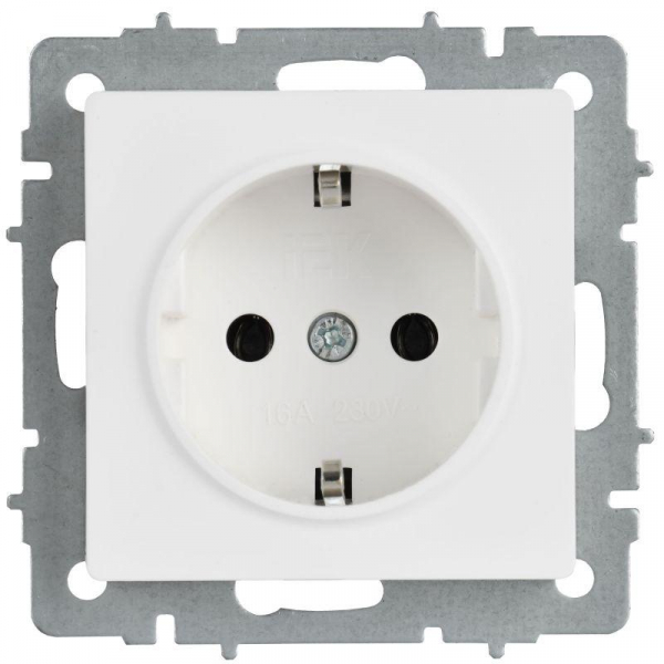 Розетка BRITE РС11-1-0-БрАБ 16А с заземл. без защ. шторок механизм арктич. бел. IEK BR-R11-16-K91 ТехноИмпульс