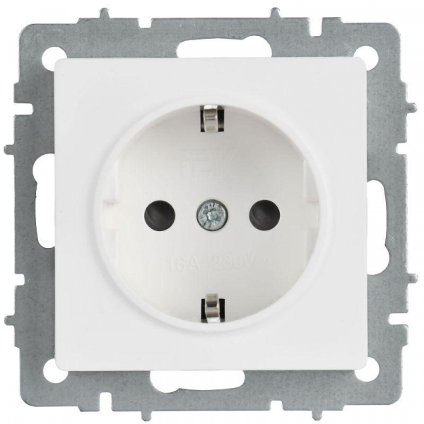 Розетка BRITE РС14-1-0-БрАБ 16А с заземл. защ. шторки механизм арктич. бел. IEK BR-R14-16-K91 ТехноИмпульс