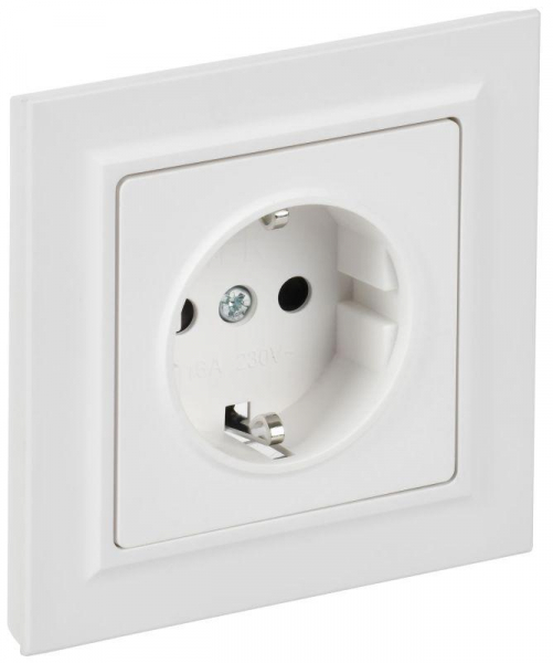 Розетка BRITE РСР14-1-0-БрАБ 16А в сборе с заземл. защ. шторки арктич. бел. IEK BR-R14-16-K91-F ТехноИмпульс