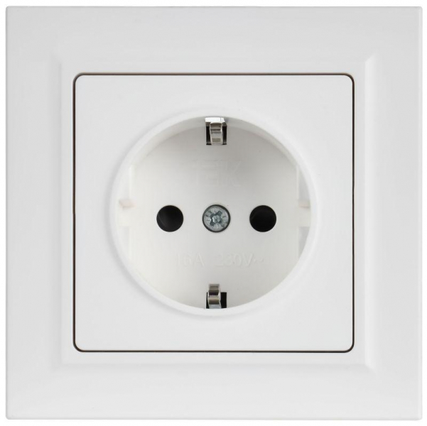 Розетка BRITE РСР14-1-0-БрАБ 16А в сборе с заземл. защ. шторки арктич. бел. IEK BR-R14-16-K91-F ТехноИмпульс