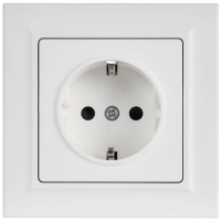 Розетка BRITE РСР14-1-0-БрАБ 16А в сборе с заземл. защ. шторки арктич. бел. IEK BR-R14-16-K91-F ТехноИмпульс