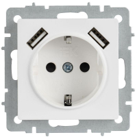 Розетка BRITE РЮш10-1-БрАБ 16А с USB A+A 2.1А с заземл. защ. шторки механизм арктич. бел. IEK BR-R14-16-U21-D21-K91 ТехноИмпульс