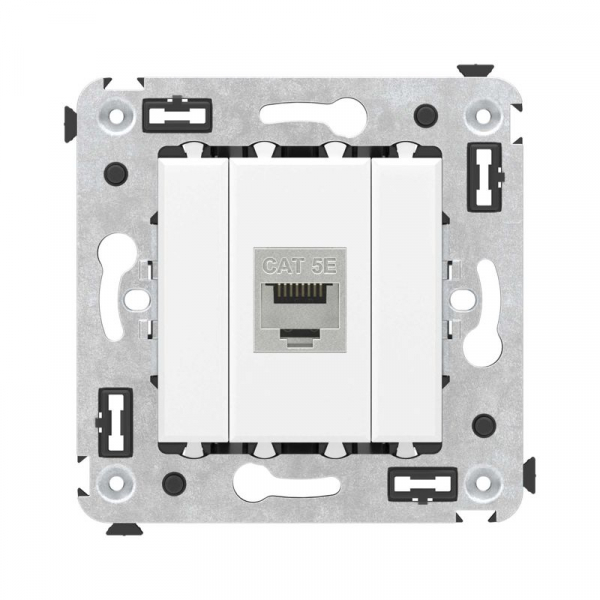 Розетка компьютерная 1-м СП Avanti "Белое облако" RJ45 кат.5E без шторок экранир. механизм DKC 4400763 ТехноИмпульс