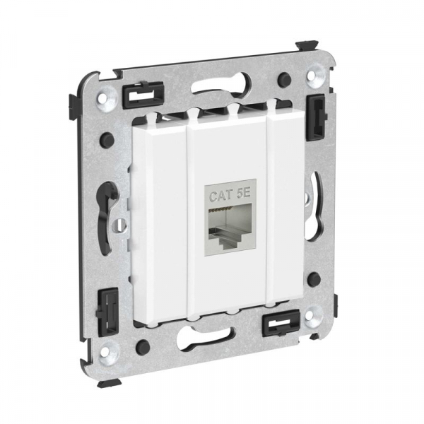 Розетка компьютерная 1-м СП Avanti "Белое облако" RJ45 кат.5E без шторок экранир. механизм DKC 4400763 ТехноИмпульс