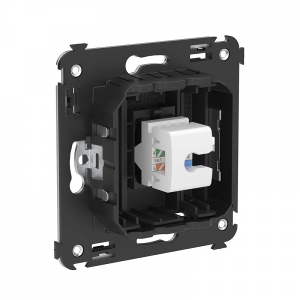 Розетка компьютерная 1-м СП Avanti "Черный матовый" RJ45 кат.5E без шторок механизм DKC 4412663 ТехноИмпульс