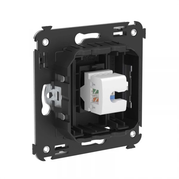 Розетка компьютерная 1-м СП Avanti "Черный матовый" RJ45 кат.5E без шторок механизм DKC 4412663 ТехноИмпульс