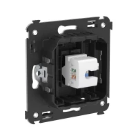 Розетка компьютерная 1-м СП Avanti "Черный матовый" RJ45 кат.5E без шторок механизм DKC 4412663 ТехноИмпульс