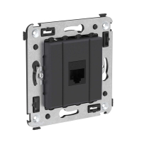 Розетка компьютерная 1-м СП Avanti "Черный матовый" RJ45 кат.5E без шторок механизм DKC 4412663 ТехноИмпульс