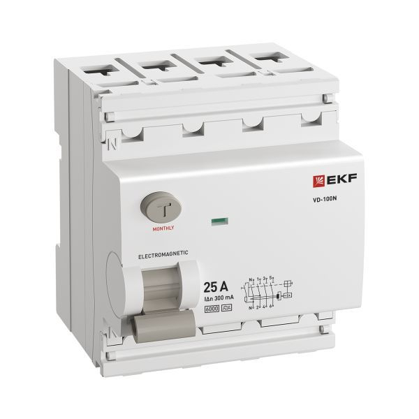 Выключатель дифференциального тока 4п 25А 300мА тип A 6кА ВД-100N электромех. PROxima EKF E1046MA25300 ТехноИмпульс