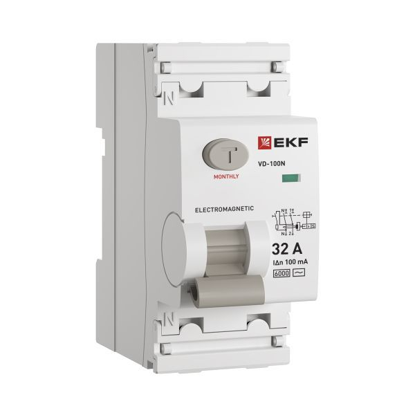 Выключатель дифференциального тока 2п 32А 100мА тип AC 6кА ВД-100N электромех. PROxima EKF E1026M32100 ТехноИмпульс