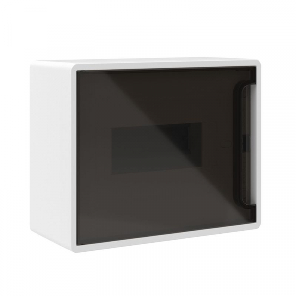 Щиток 8 мод. настенный FRAME с тонированной дверцей с 2 шинами PEN на 6 и 8 отв. бел. DKC F08W1WD ТехноИмпульс