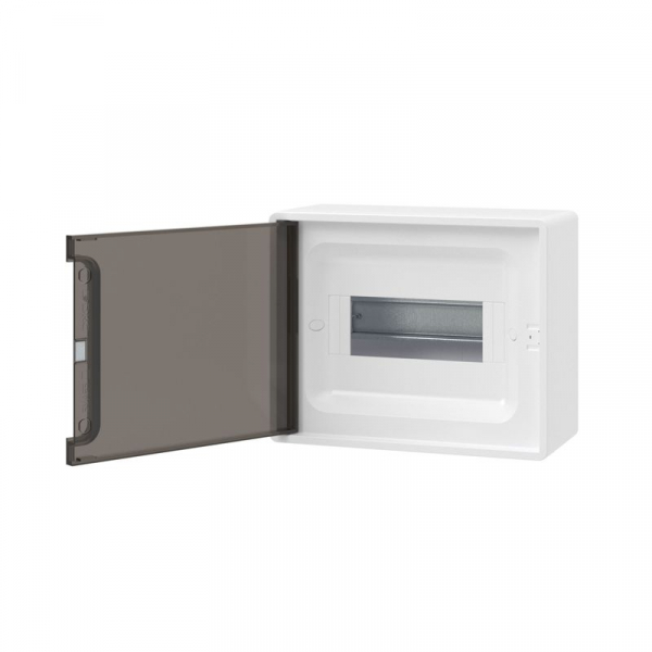 Щиток 8 мод. настенный FRAME с тонированной дверцей с 2 шинами PEN на 6 и 8 отв. бел. DKC F08W1WD ТехноИмпульс