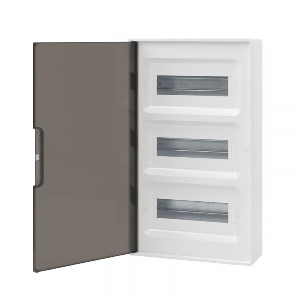 Щиток настенный 36мод. IP41 с тонированной дверцей с шинами PEN 2шт 8 отверст.+2шт 10 отверст. бел. DKC F36W1WD ТехноИмпульс