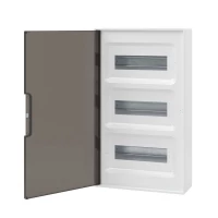 Щиток настенный Фрейм (FRAME) ЩРн-п-36 36мод. IP41 с тонированной дверцей с шинами PEN 2шт 8 отверст. + 2шт 10 отверст. бел. DKC F36W1WD ТехноИмпульс