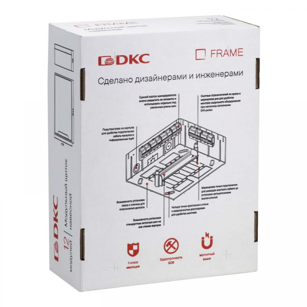 Щиток настенный 12мод. FRAME с тонированной дверцей с 2 шин PEN на 8+6 отверст. бел. DKC F12W1WD ТехноИмпульс
