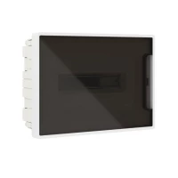 Щиток встраиваемый FRAME 12мод с тонированной дверцей с 2 шинами PEN на 6 и 8 отверст. бел. DKC F12B1WD ТехноИмпульс