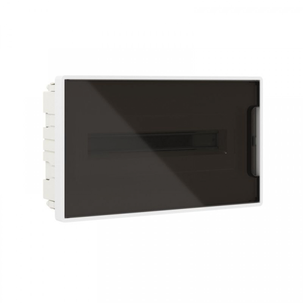 Щиток встраиваемый FRAME 18мод с тонированной дверцей с 2 шинами PEN на 8 и 10 отверст. бел. DKC F18B1WD ТехноИмпульс