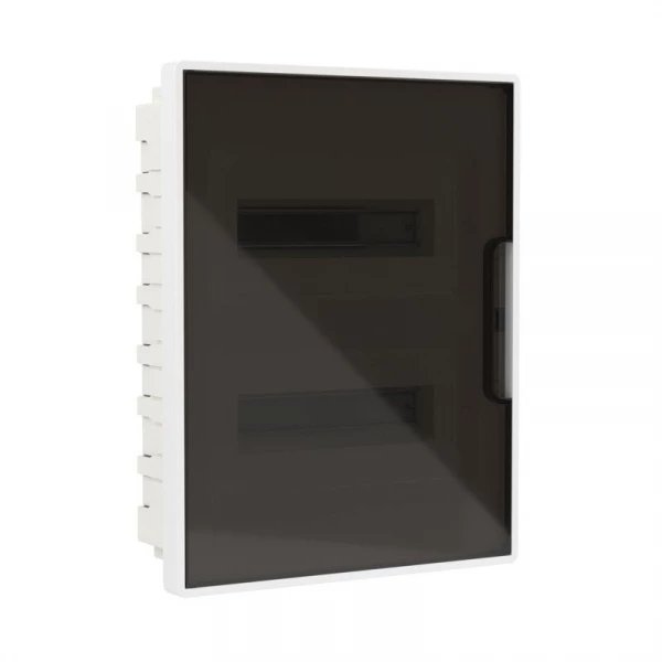 Щиток встраиваемый FRAME 24мод с тонированной дверцей с 4 шинами PEN (2шт на 8 отверст. и 2шт на 6 отверст.) бел. DKC F24B1WD ТехноИмпульс
