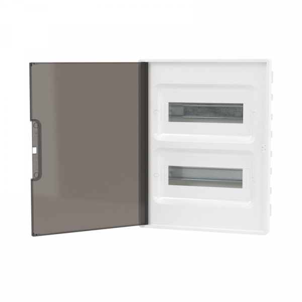 Щиток встраиваемый FRAME 24мод с тонированной дверцей с 4 шинами PEN (2шт на 8 отверст. и 2шт на 6 отверст.) бел. DKC F24B1WD ТехноИмпульс