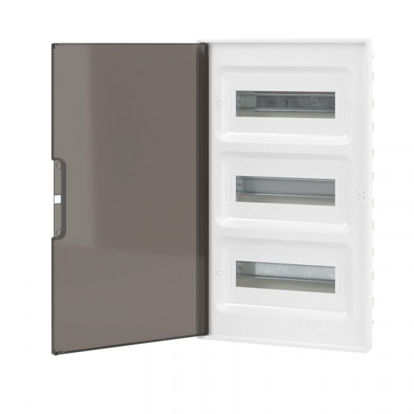 Щиток встраиваемый FRAME 36мод с тонированной дверцей с 4 шинами PEN (2шт на 8 отверст. и 2шт на 10 отверст.) бел. DKC F36B1WD ТехноИмпульс