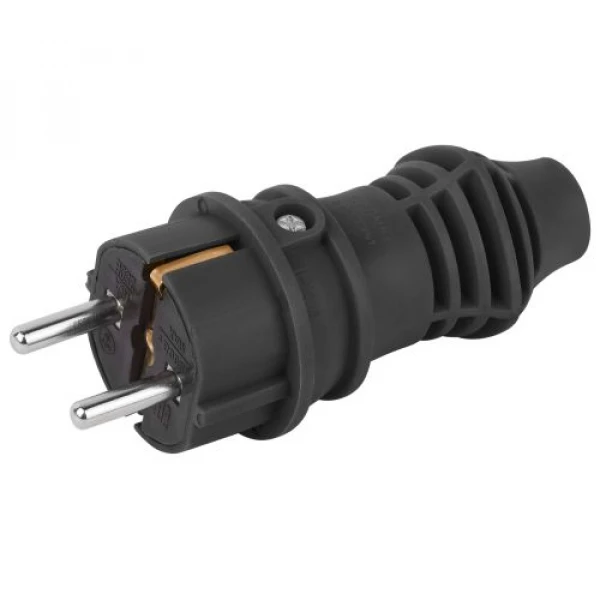 Вилка прямая VX13-B-IP44 16А IP44 с заземл. каучук черн. Эра Б0069321 ТехноИмпульс