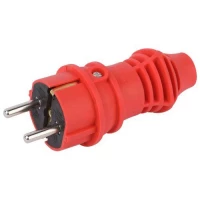 Вилка прямая VX13-R-IP44 16А IP44 с заземл. каучук красн. Эра Б0069322 ТехноИмпульс