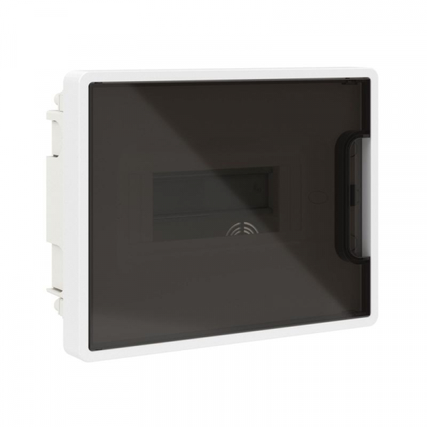 Щиток встраиваемый 8мод. IP41 с тонированной дверцей с 2 шинами PEN на 6 и 8 отверст. бел. DKC F08B1WD ТехноИмпульс