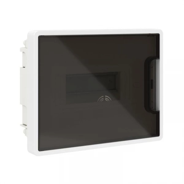 Щиток встраиваемый 8мод. IP41 с тонированной дверцей с 2 шинами PEN на 6 и 8 отверст. бел. DKC F08B1WD ТехноИмпульс