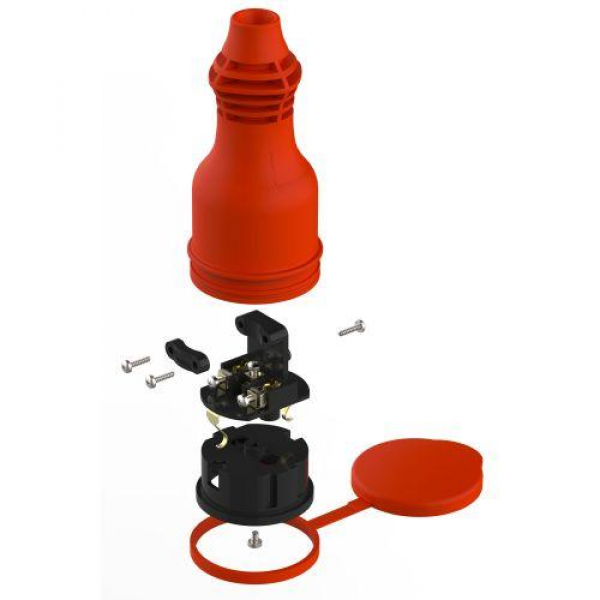 Розетка RX11-R-IP44 прямая с заземл. каучук красн. ЭРА Б0069326 ТехноИмпульс