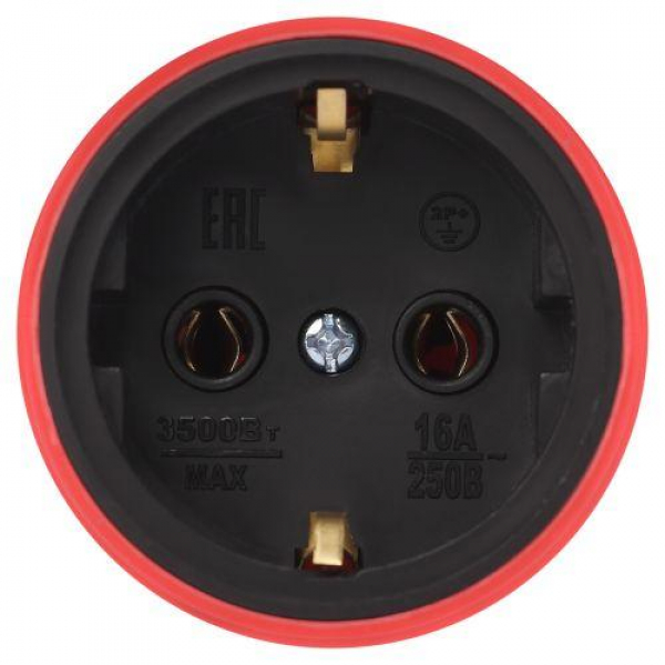 Розетка RX11-R-IP44 прямая с заземл. каучук красн. ЭРА Б0069326 ТехноИмпульс