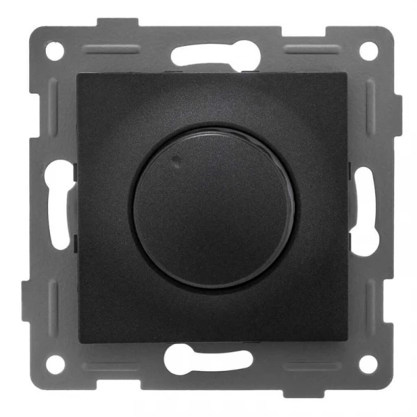 Механизм диммера СП Bravo 500Вт с накладкой и воротком графит GUSI С10Д6-010 ТехноИмпульс