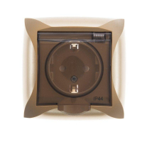 Розетка 1-м СП Дуэт 16А IP44 с заземл. защ. шторки с крышкой шампань SchE WDE000448 ТехноИмпульс