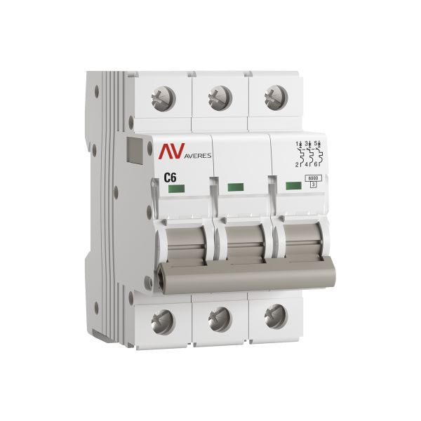 Выключатель автоматический модульный 3п C 6А 6кА AV-6 AVERES EKF mcb6-3-06C-av ТехноИмпульс