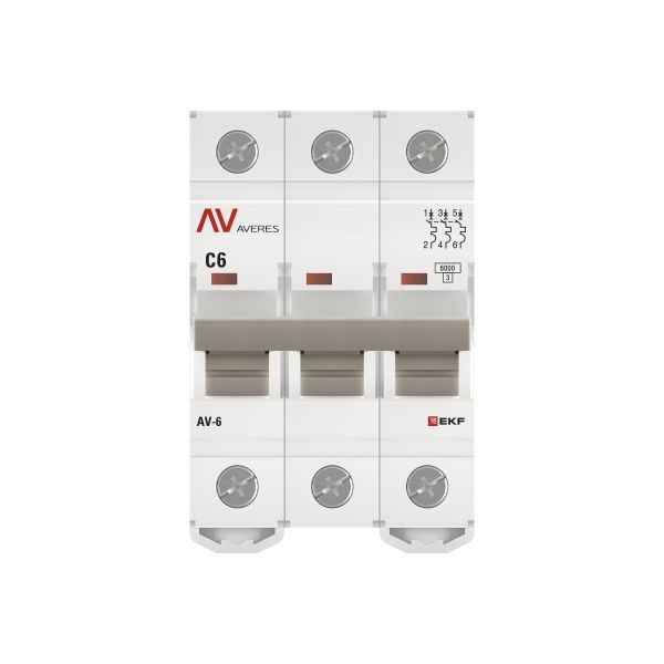 Выключатель автоматический модульный 3п C 6А 6кА AV-6 AVERES EKF mcb6-3-06C-av ТехноИмпульс