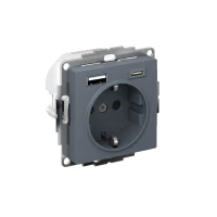 Розетка AtlasDesign 16А с 2-мя заряд. устройствами USB тип A+C 5В/2.4А 2х5В/1.2А механизм грифель SE ATN000732 ТехноИмпульс