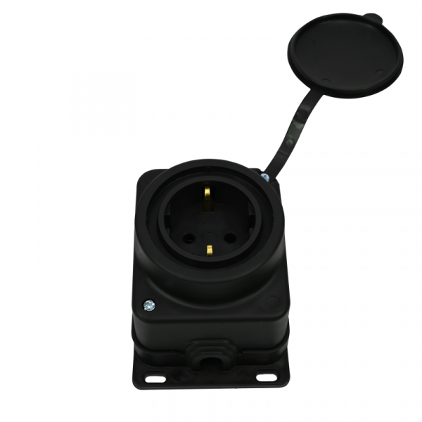 Колодка удлинителя 1-м MultiSet 16А 250В IP44 с заземл. каучук черн. SE MST4003BK ТехноИмпульс