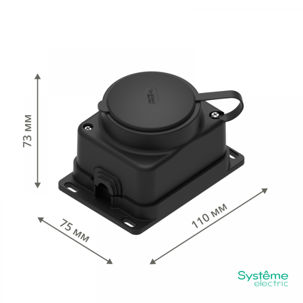 Колодка удлинителя 1-м MultiSet 16А 250В IP44 с заземл. каучук черн. SE MST4003BK ТехноИмпульс