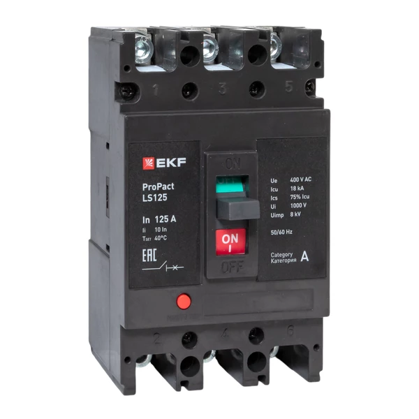Выключатель автоматический 3п 125А 18кА LS125 ProPact EKF mccb-125-18-3-125-ls ТехноИмпульс