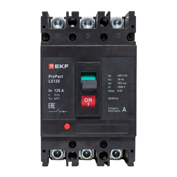 Выключатель автоматический 3п 125А 18кА LS125 ProPact EKF mccb-125-18-3-125-ls ТехноИмпульс