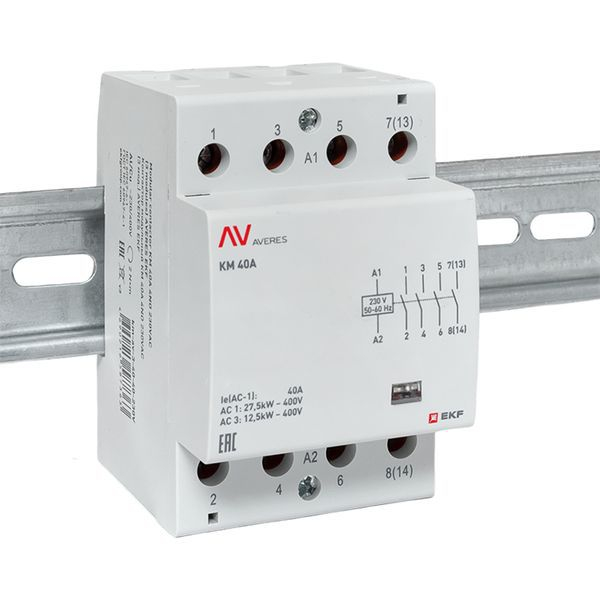Контактор модульный КМ 40А 4NO 230В AC (3 мод.) AVERES EKF km-av-3-40-40-230V ТехноИмпульс