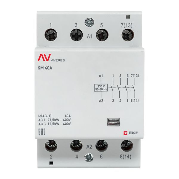Контактор модульный КМ 40А 4NO 230В AC (3 мод.) AVERES EKF km-av-3-40-40-230V ТехноИмпульс