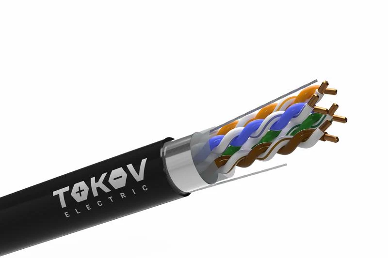 Кабель витая пара F/UTP 4х2х24AWG (0.48мм) кат.5E PE Fluke tested (м) TOKOV Electric TKE-C05-F/UTP-42-5E-305-OD ТехноИмпульс