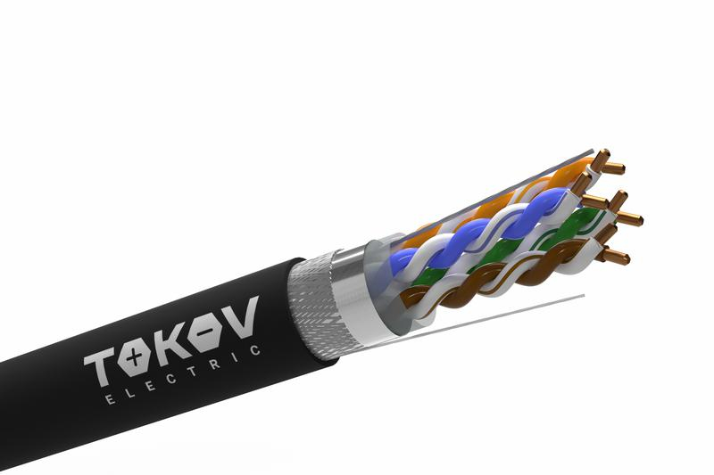 Кабель витая пара SF/UTP 4х2х24AWG (0.52мм) кат.5E PE Fluke tested (м) TOKOV PRO TKP-C05-SF/UTP-42-5E-305-OD ТехноИмпульс