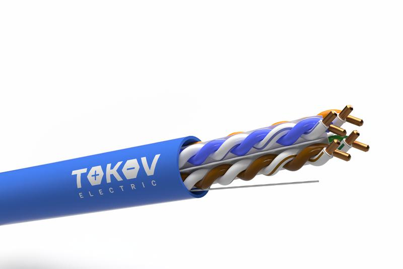 Кабель витая пара U/UTP 4х2х24AWG (0.57мм) кат.6 PVC Fluke tested (м) TOKOV PRO TKP-C08-U/UTP-42-6-305 ТехноИмпульс