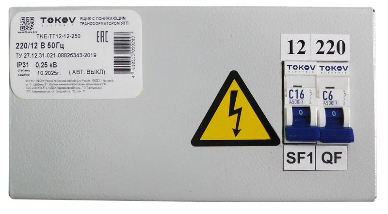 Ящик с понижающим трансформатором ЯТП 0.25 230/24 (2 авт. выкл.) IP31 TOKOV ELECTRIC TKE-TT12-24-250 ТехноИмпульс