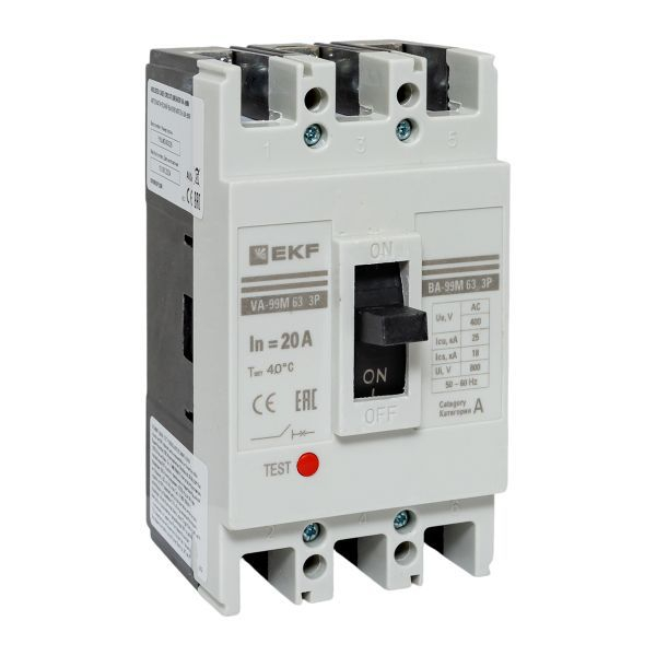 Выключатель автоматический 3п 63/20А 25кА ВА-99М PROxima EKF mccb99-63-20m ТехноИмпульс